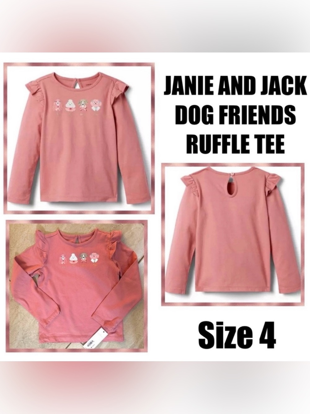 JANIE AND JACK DOG FRIENDS RUFFLE TEE